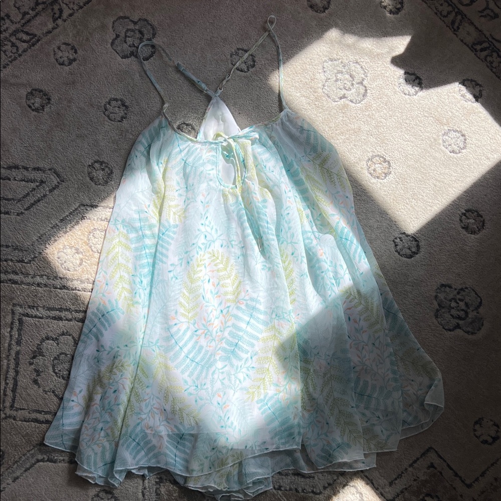 LC Lauren Conrad Pale Aqua & Mint Floral Layered Tank